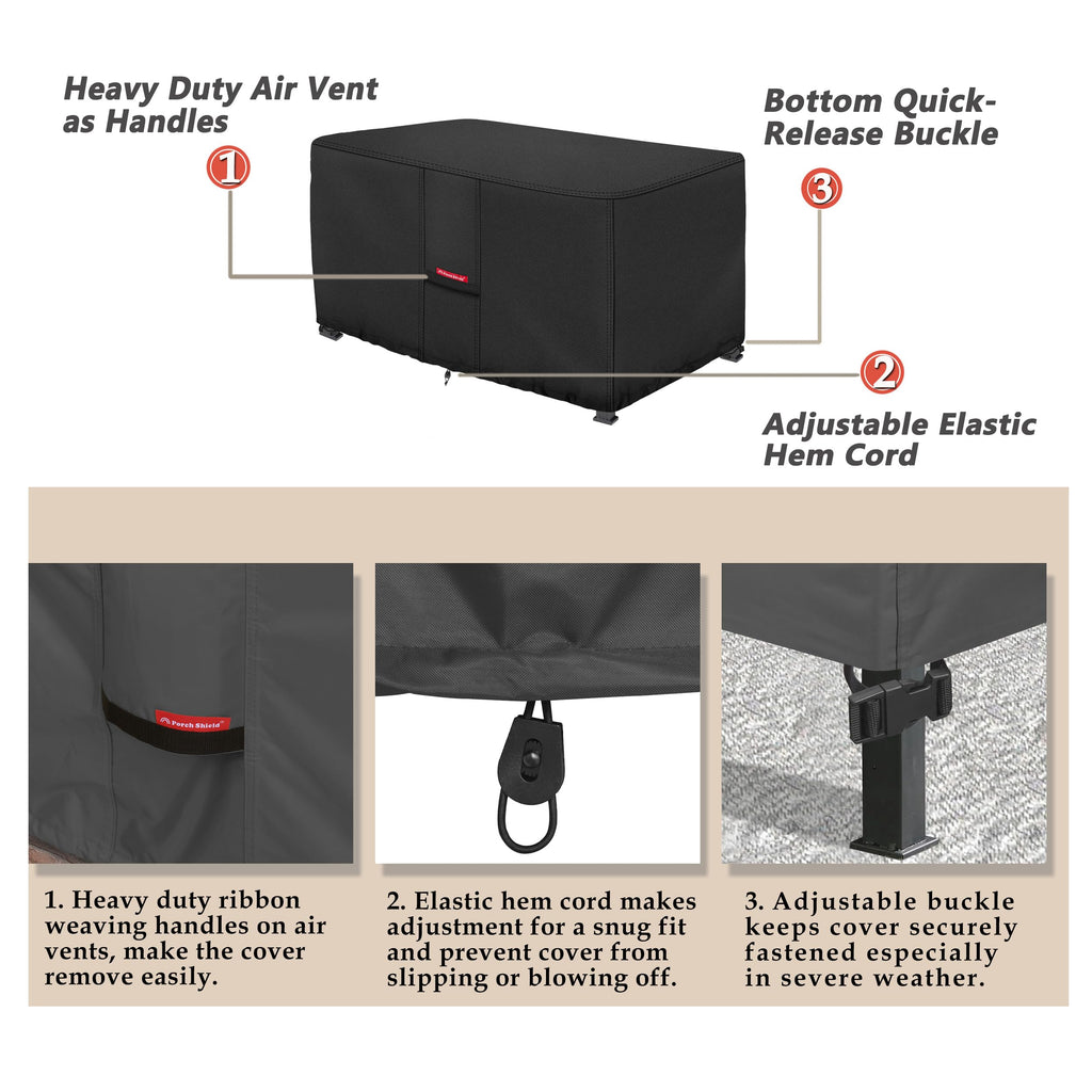 Rectangular Fire Pit Table Cover 48 x 28 inch, Black