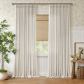 108 Inch Pinch Pleated Linen Curtains Bedroom 2 Panels Set