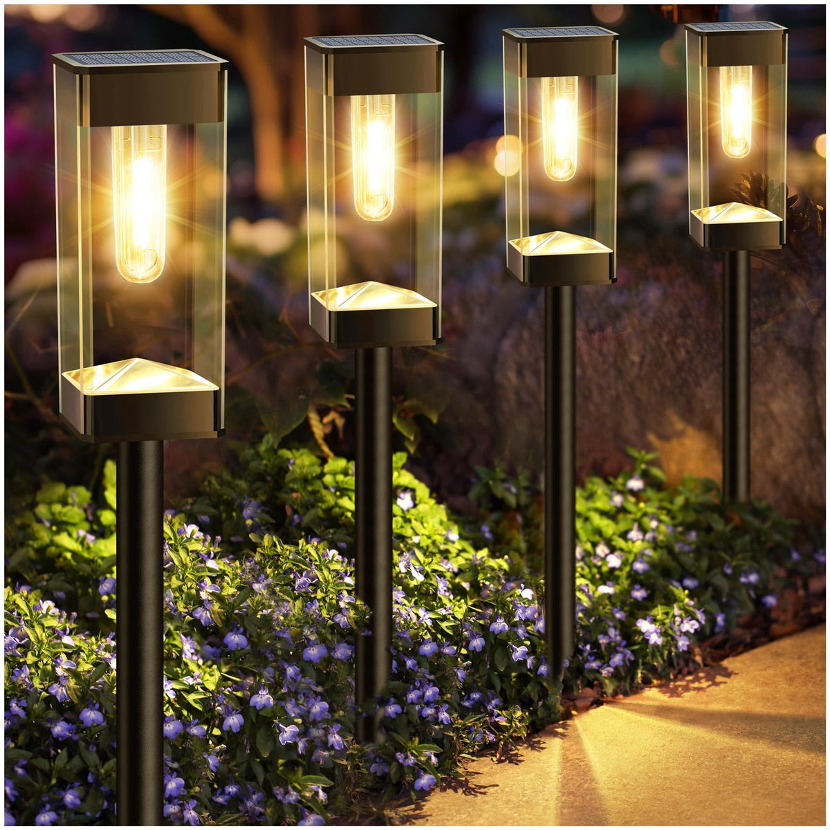 Solar Pathway Lights Outdoor Waterproof Landscape Lighting 4 Pack