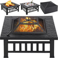 32-Inch Square Metal Fire Pit Table That Doubles as a Patio Stove