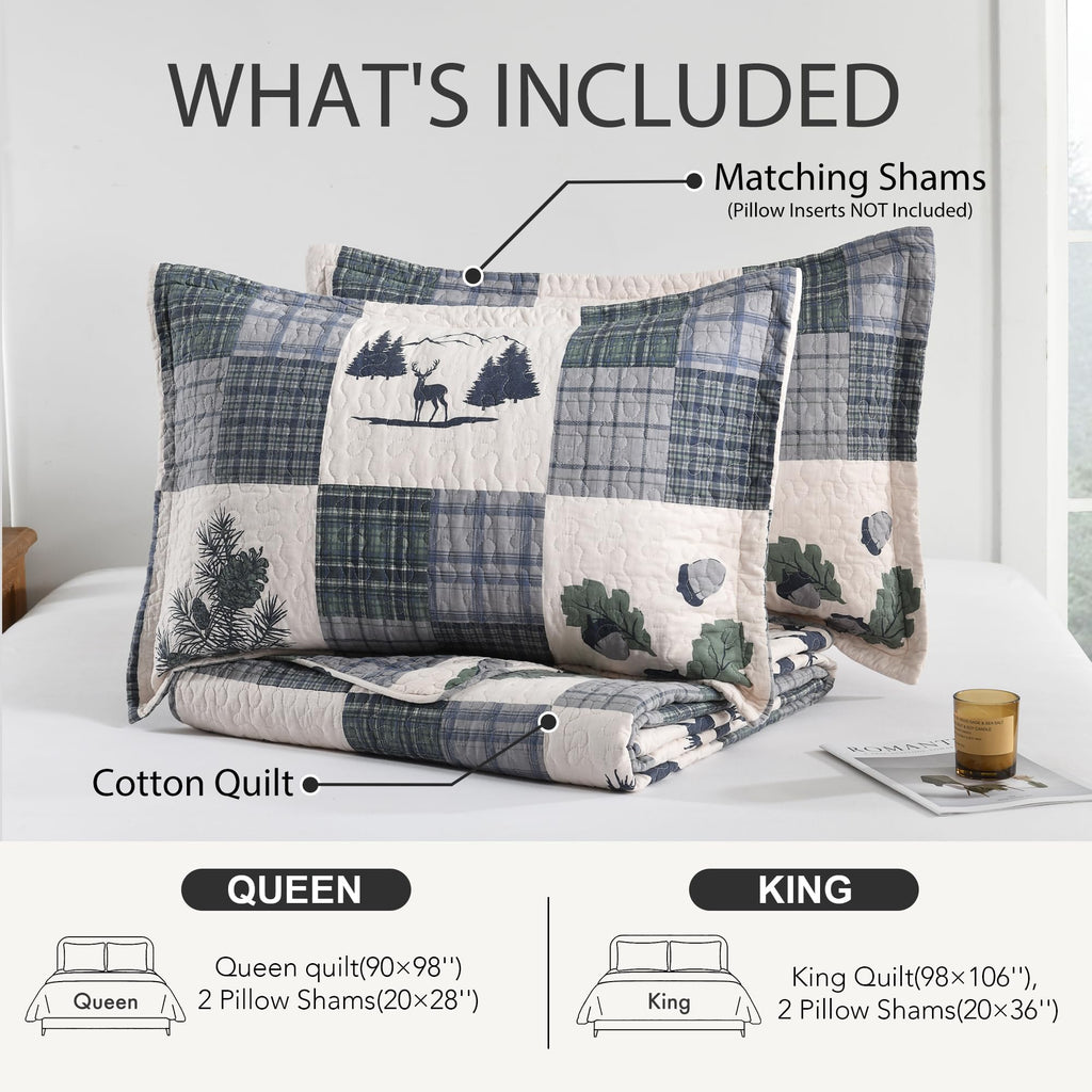 Cabin Quilt Set 100% Cotton Bedding Sets Rustic Style Plaid Patchwork