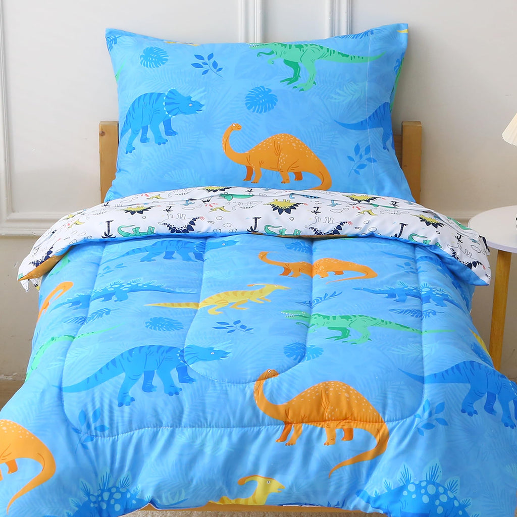 Toddler Comforter Sets, 4 Pieces Bedding Sets, Dinosaur Pattern