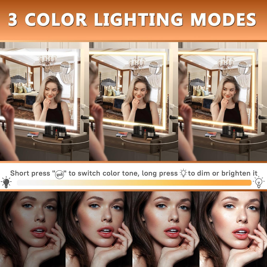 Vanity Mirror with Lights, 32" x 24" LED Makeup Mirror