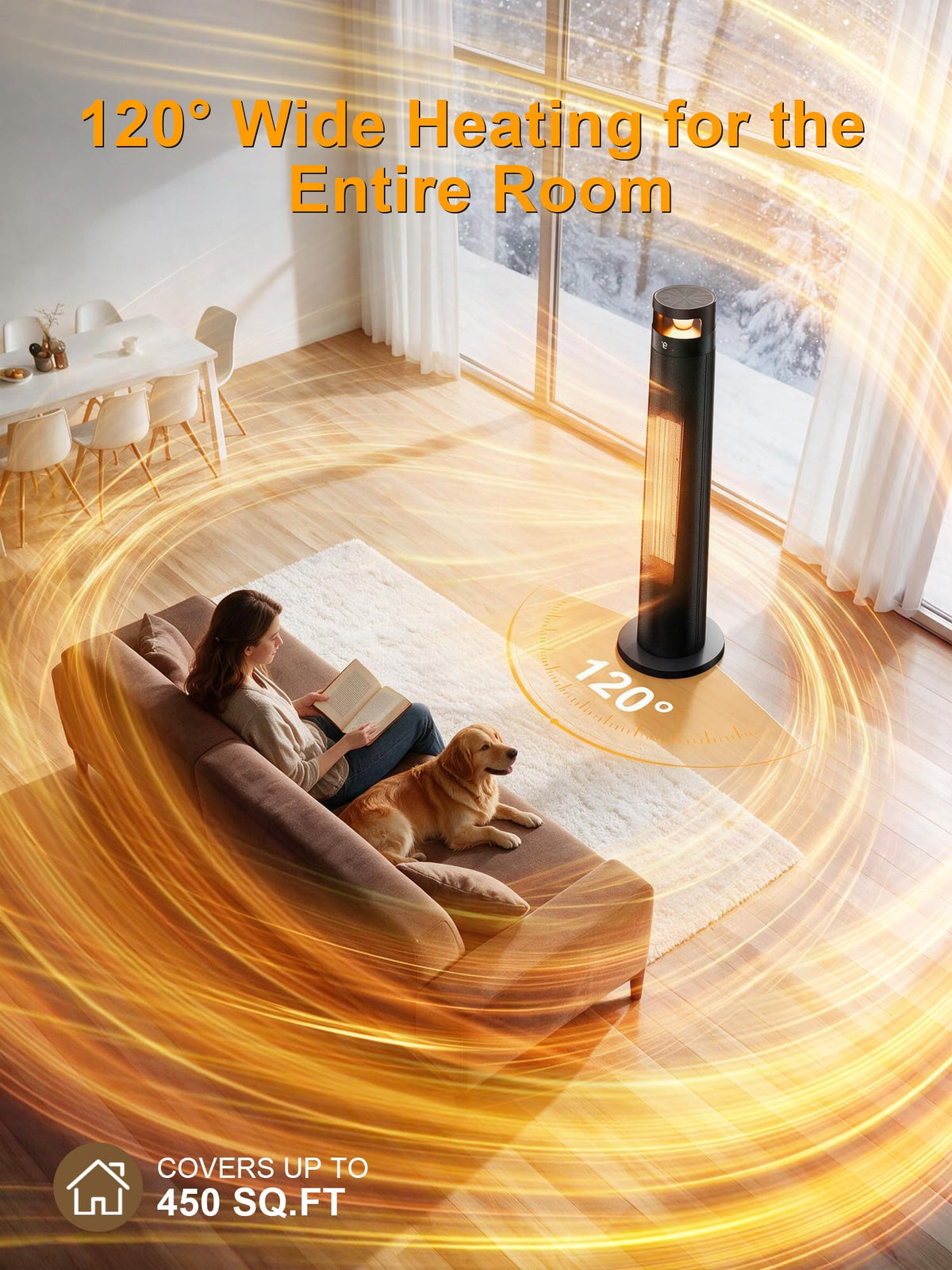 34'' Space Heaters for Indoor Use, 1500W Electric Heaters, 24H Timer