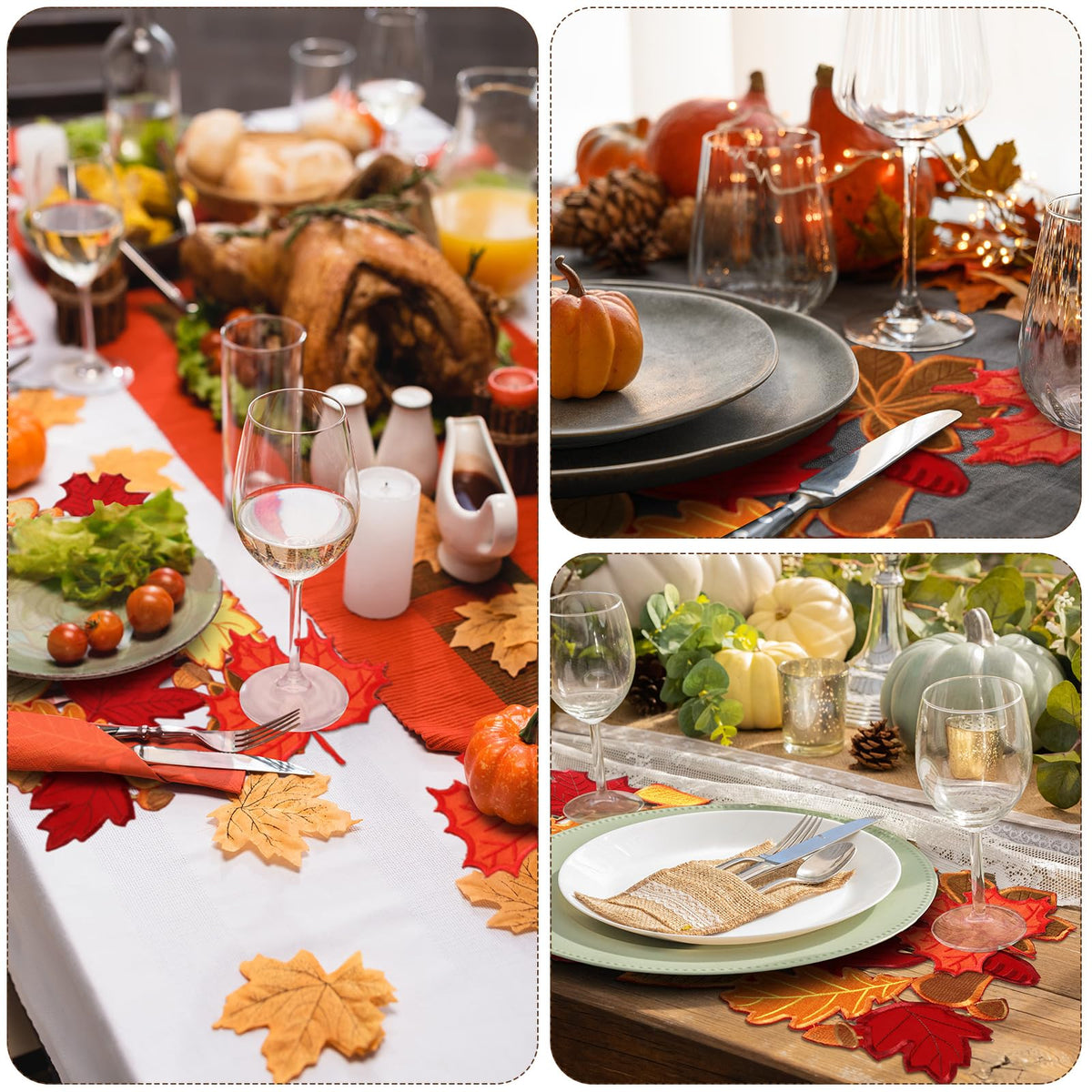 12 Pcs Fall Thanksgiving Placemats and Coaster Set of 6, 11 x 17 in
