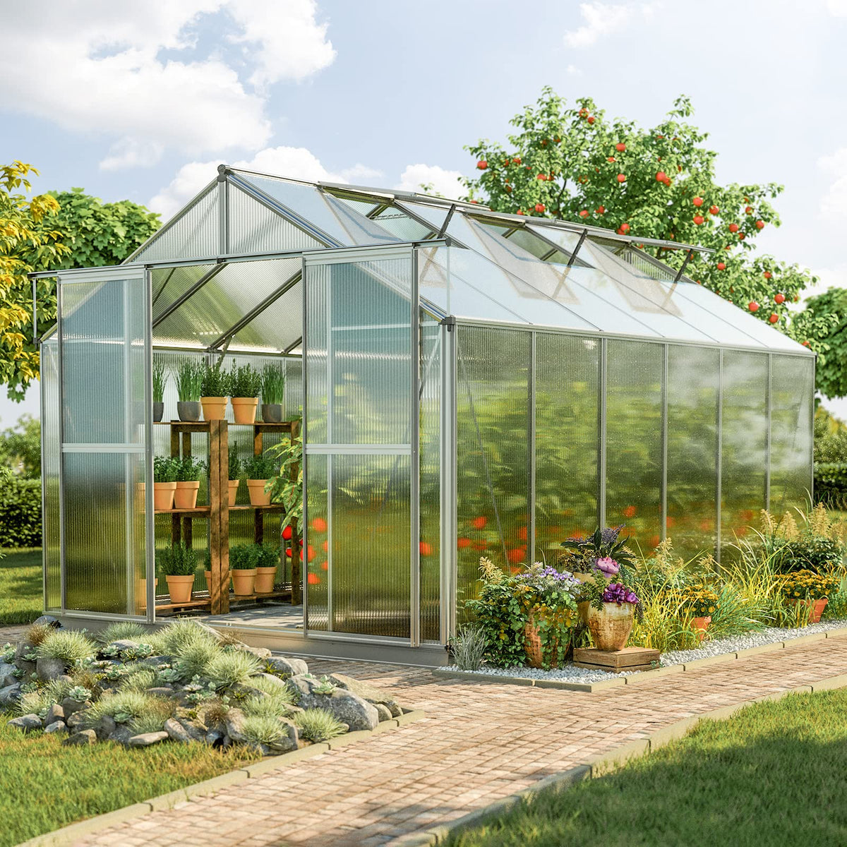 Topas 6 7.4x12.6 ft Walk in Greenhouse, Clear Polycarbonate