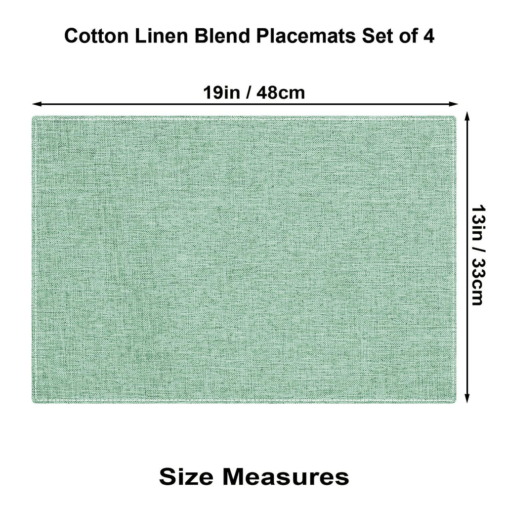 Cloth Placemats Set of 4, Cotton Linen Blend Place Mats, Soft Green