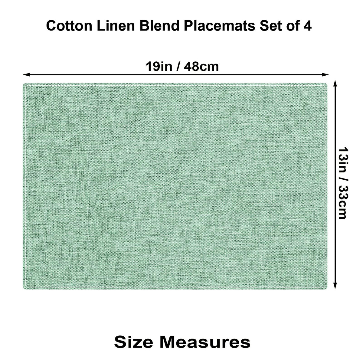 Cloth Placemats Set of 4, Cotton Linen Blend Place Mats, Soft Green