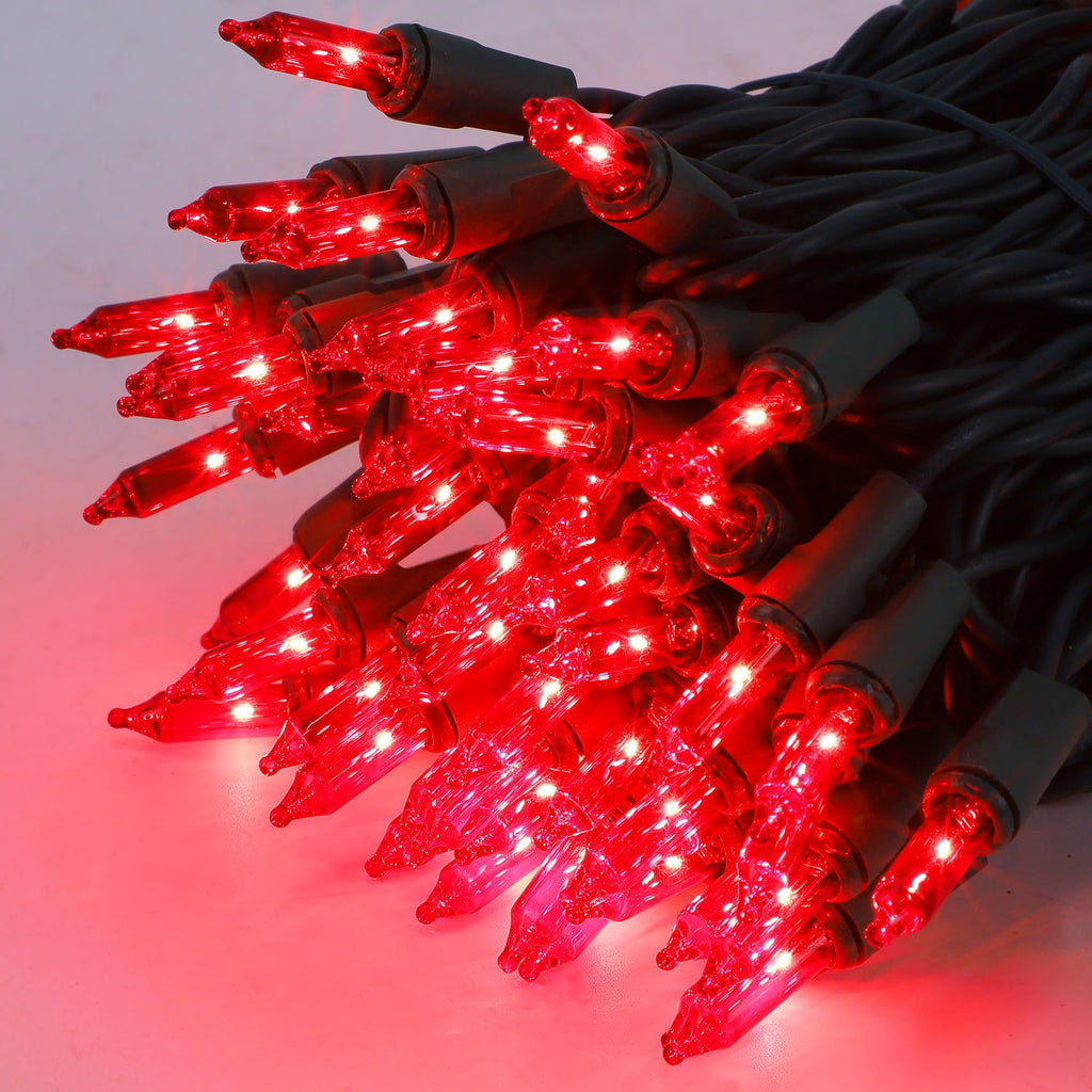 2 Pack Red Valentines String Lights, 100 Count Each, Incandescent Mini Christmas Lights, Connectable Xmas Tree Light