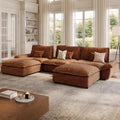 Hudson 141.7'' Oversized Modular Sectional Sofa, 5 Seater, Brown