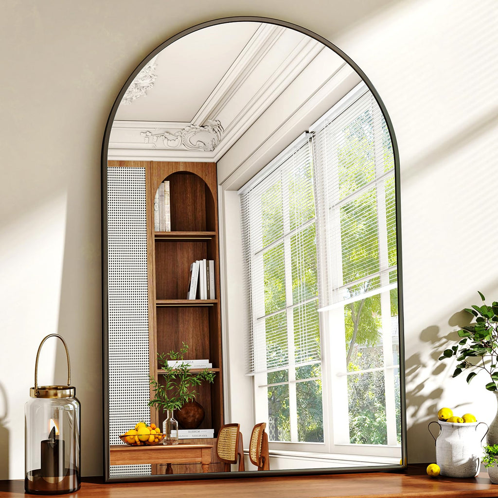24"x36" Black Arched Bathroom Mirror - Wall Mirror