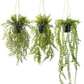 3 Packs 28" Fake Hanging Plants with Black Pots for Wall Decor