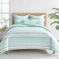 Truro Spa Duvet Cover Set - Duvet Cover + Standard Pillow Case - Stripe - Spa, Grey and White - Duvet Cover (68