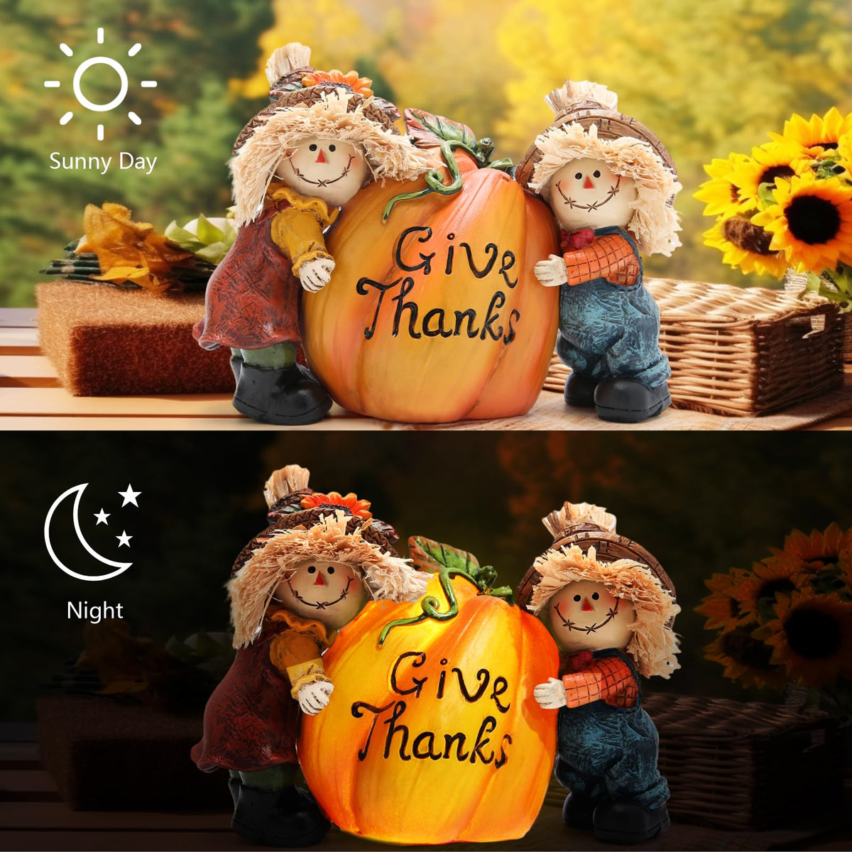 Thanksgiving Decor, Resin Scarecrow Pumpkin Fall Decorations