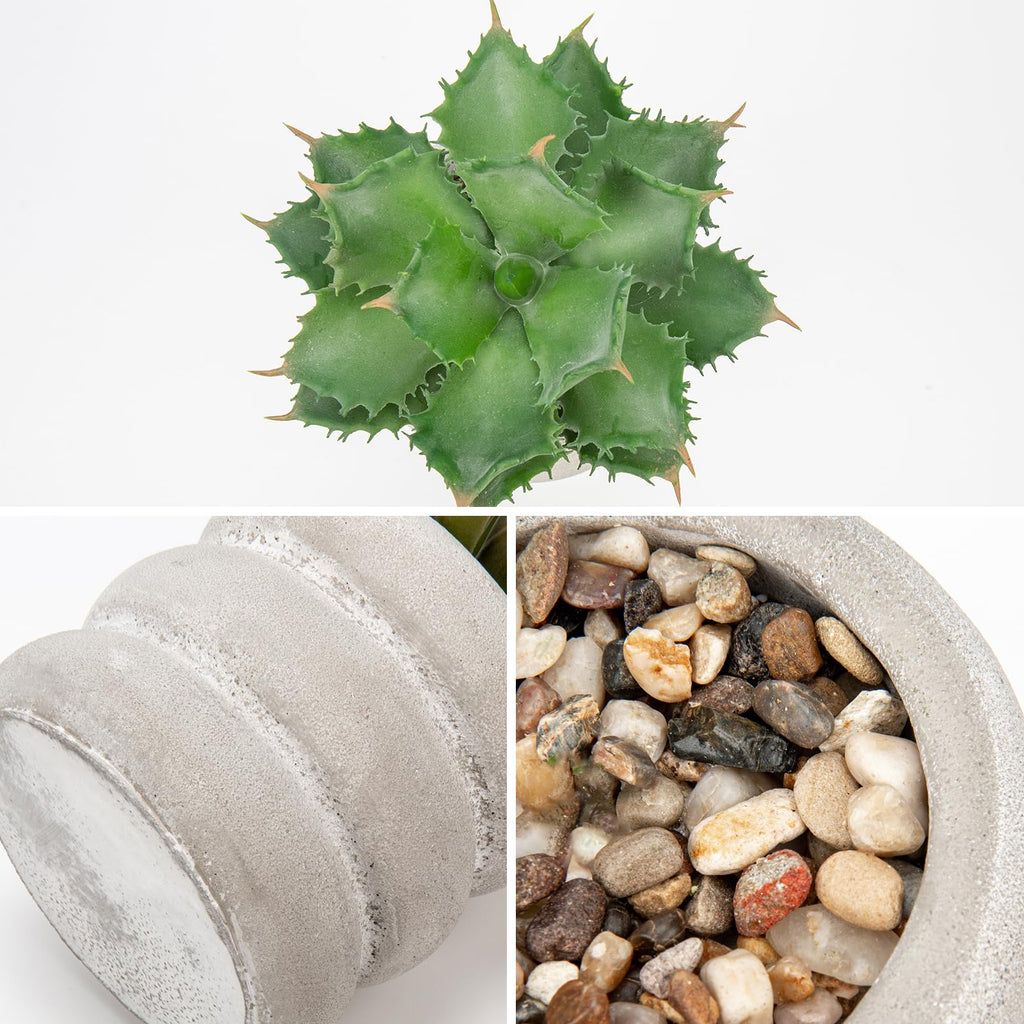 Fake Plants Succulents Artificial Agave Succulent Plants Faux Aloe Potted Plant in White Glaze Ceramic Pot for Desk