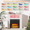 28 Inch Electric Fireplace with Mantel, Portable Freestanding Fireplace with 18 Inch Insert, 3D Realistic Flame, Shelf Storage and Remote Control, White