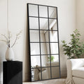 Full Length Mirror Window Pane, 30" x 70" Large Decorative Mirror, Black