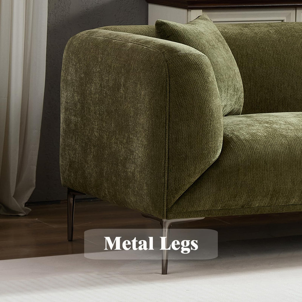 82.7" Modern Sofa Boucle Couch, 2 Pillows, Metal Feet.