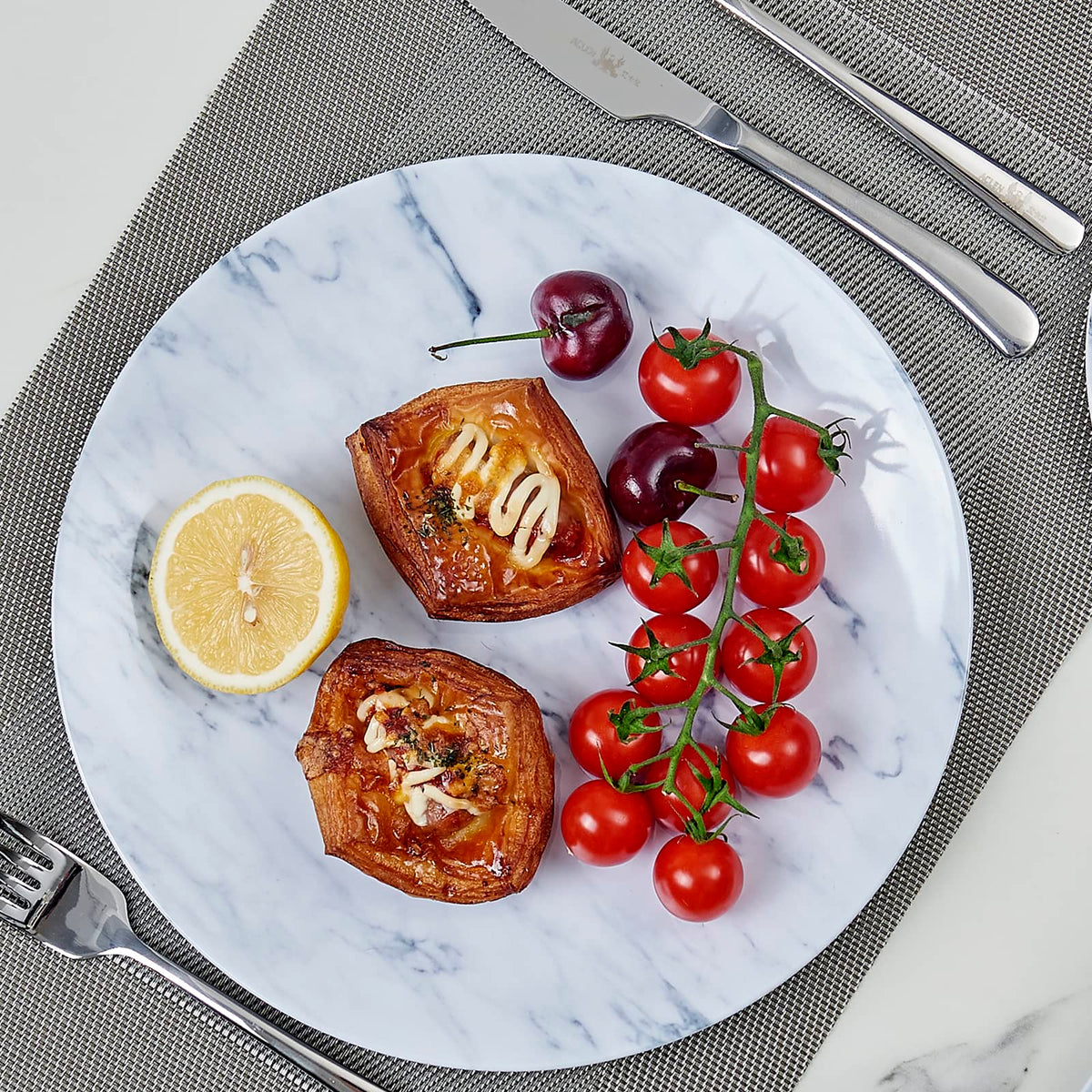 TP 12-Piece Melamine Dinnerware Sets, Service for 4, Marble Pattern
