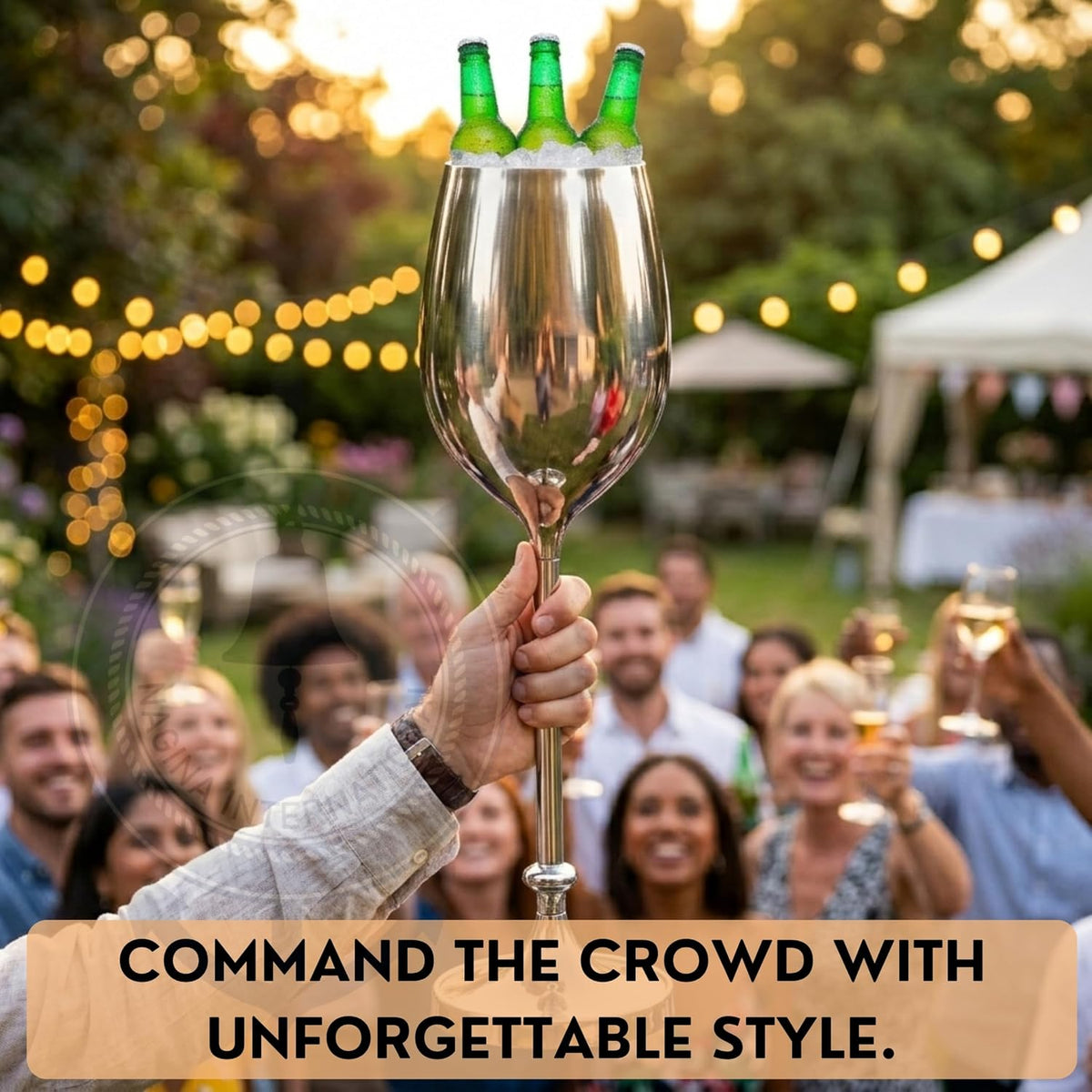 Large Champagne Glass Premium Aluminum Free Standing Nickel Plated Wine Chiller | Wine Coolers & Cellar With Ice