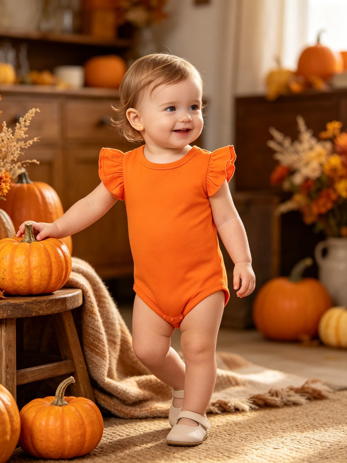 Infant Girl Ruffle Romper Baby Cotton Bodysuit