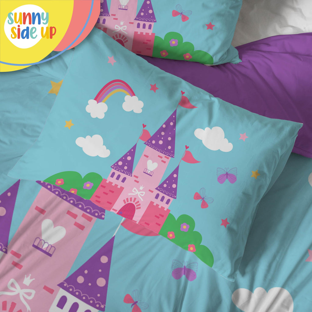 Magic Castle Toddler Comforter Set - 4 Piece Preschool Bedding Includes Comforter, Sheets & Pillow Cover - Super Soft