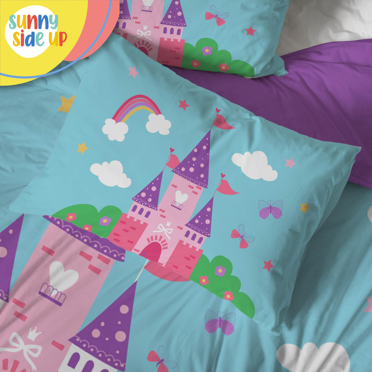 Magic Castle Toddler Comforter Set - 4 Piece Preschool Bedding Includes Comforter, Sheets & Pillow Cover - Super Soft