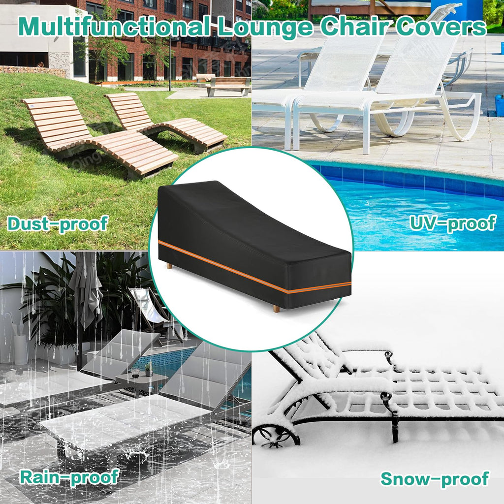 Waterproof Patio Chaise Lounge Cover 600D Oxford Fabric 76x32x32 In