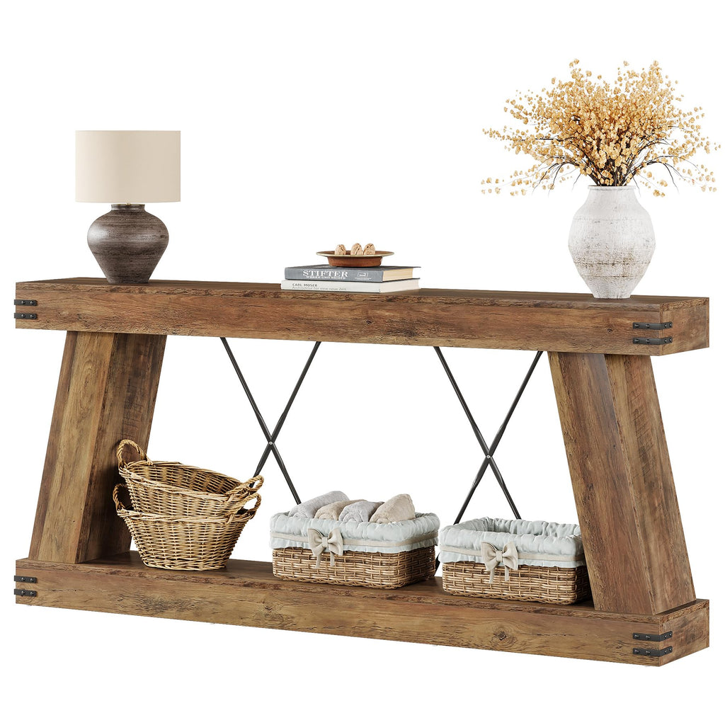 70.87" Farmhouse Console Table with Storage (Brown)