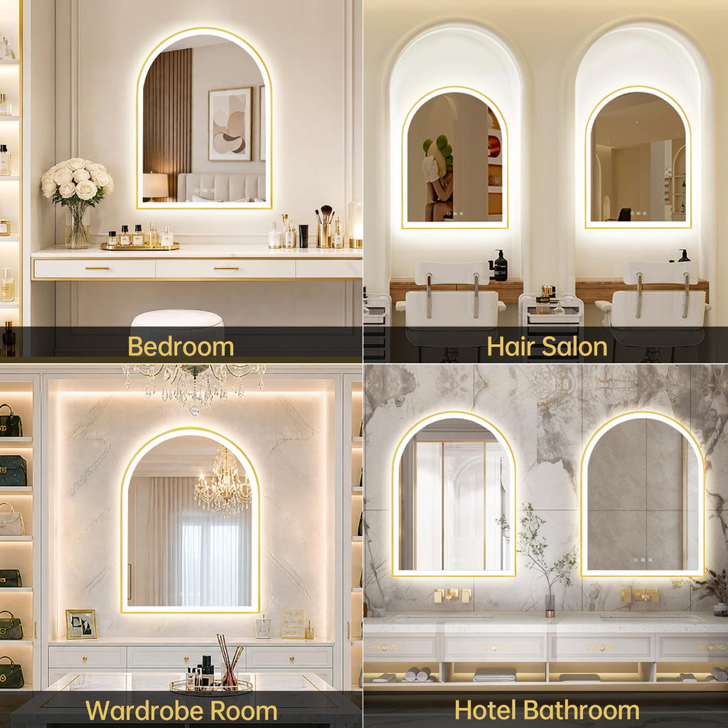 24"x32" Arched LED Lighted Bathroom Mirror with Lights