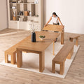 Solid Wood Extendable Dining Table with 2 Benches, Seats 2-12, Expandable Table, Space-Saving Furniture, Expandable