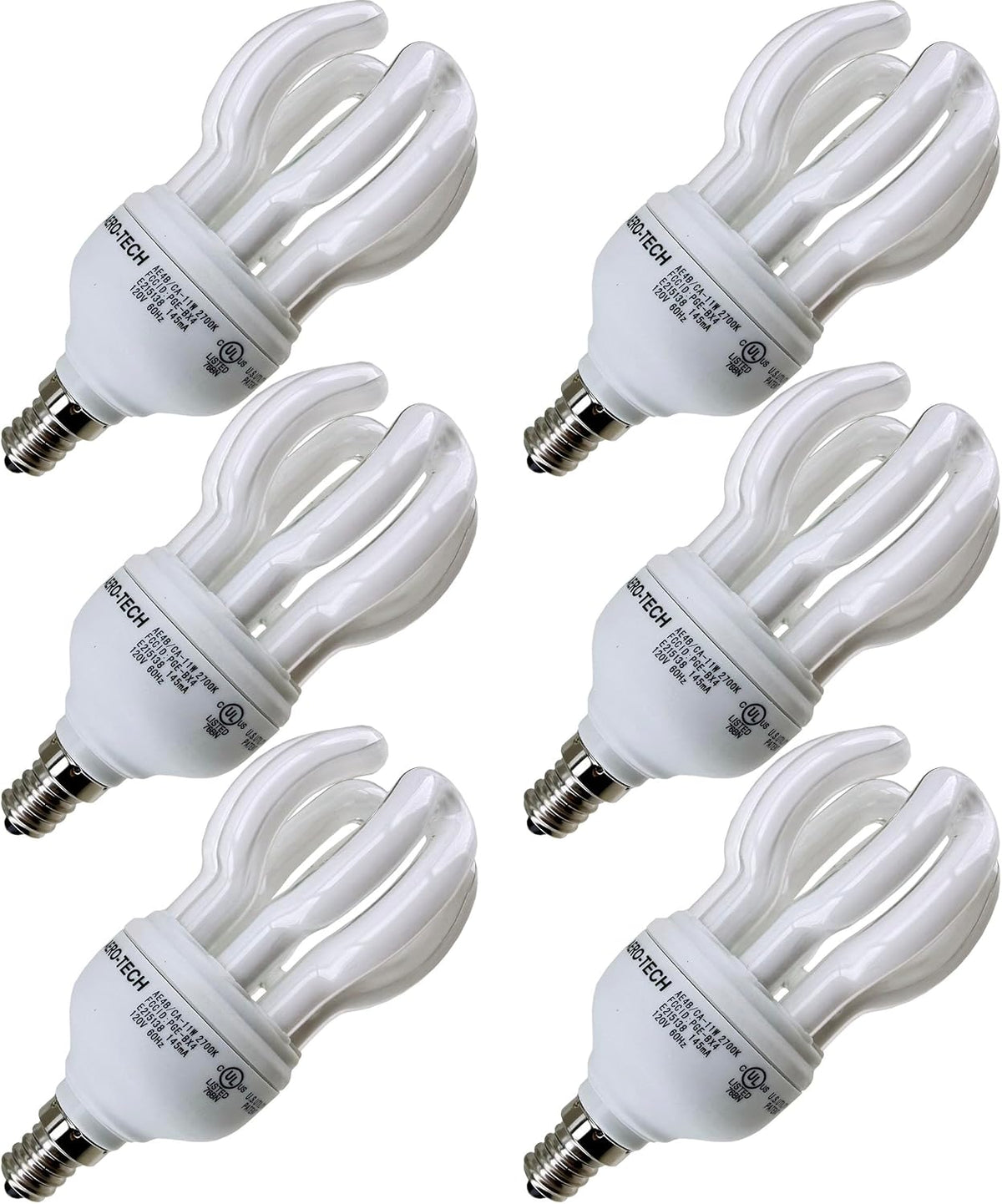 Replacement for AERO-TECH AE4B/CA CFL Light Bulb, 11W, E12 Candelabra Base, 2700K Warm White, A-Shape Compact