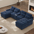 134" Oversized U-Shaped Sectional Couches, Blue