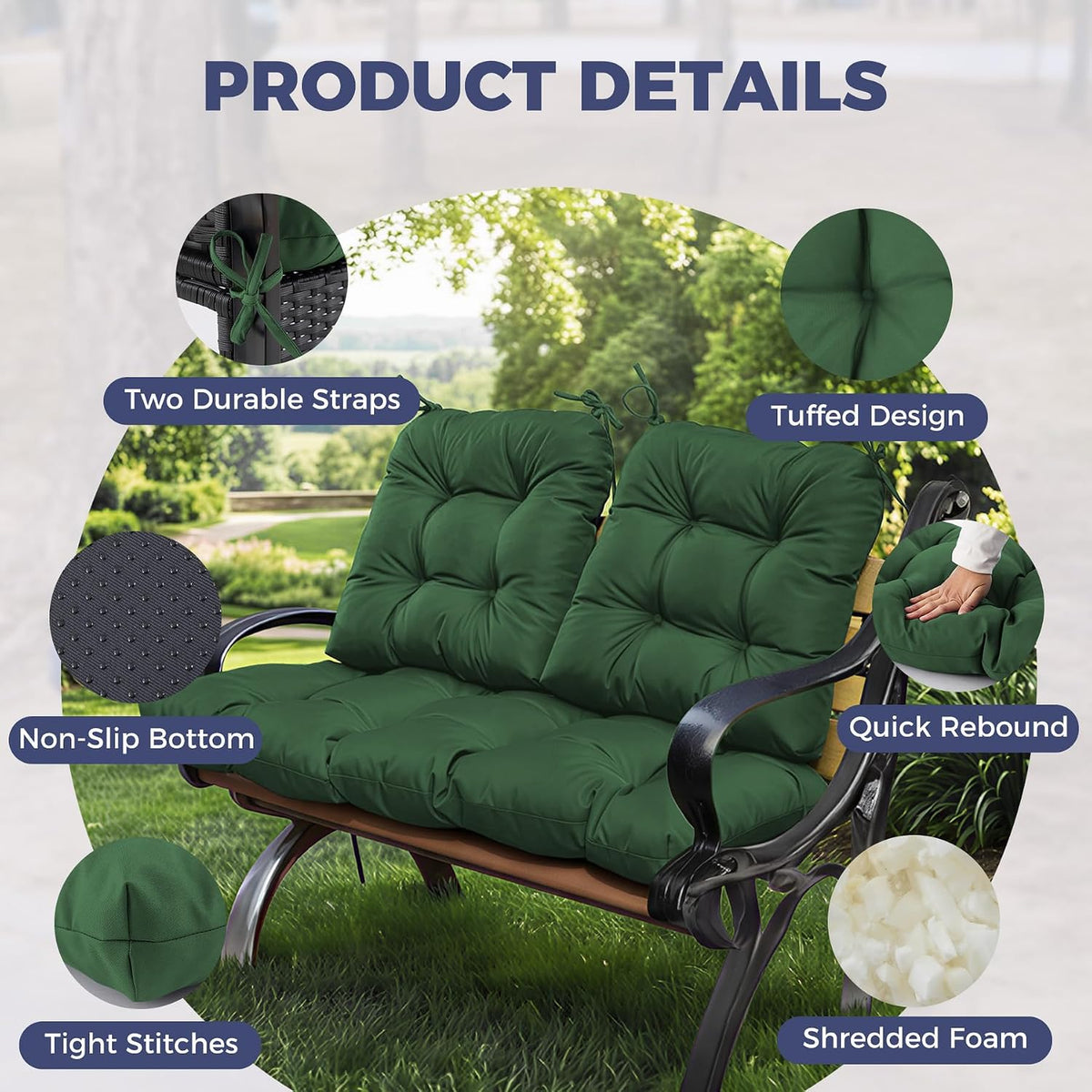 Wicker Chair Cushions of 3 Pieces, Waterproof Cushions Furniture, Tufted Wicker Outdoor Furniture Cushions, 1 Patio