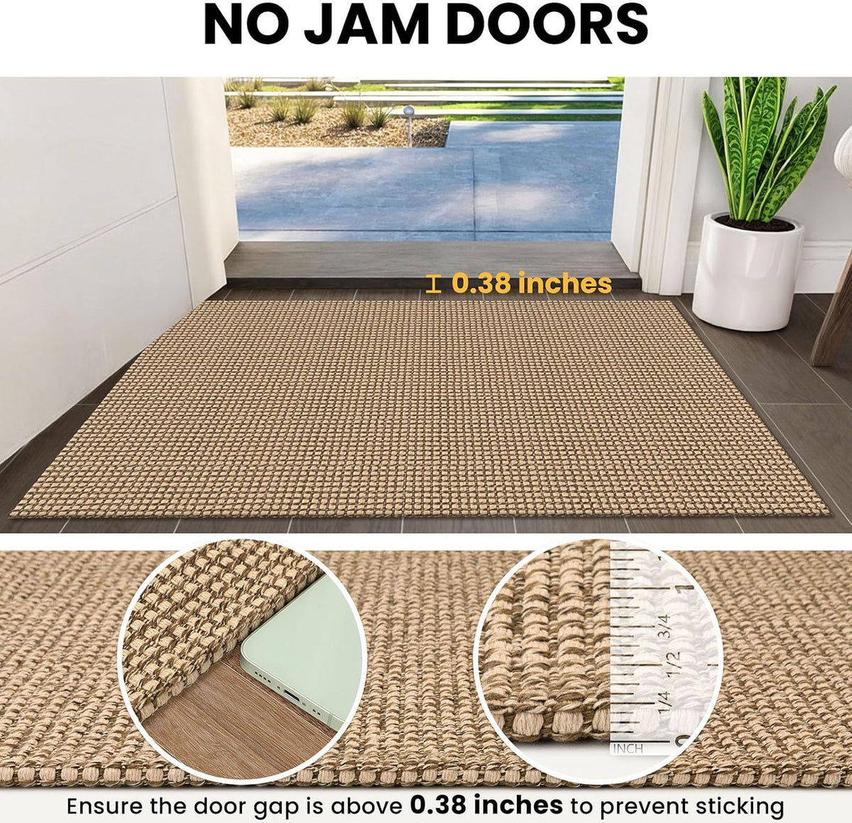 Small Area Rug Washable Woven Rugs Non Slip Rubber Backed Kitchen Rugs Indoor Outdoor Doormat Throw Rug Floor