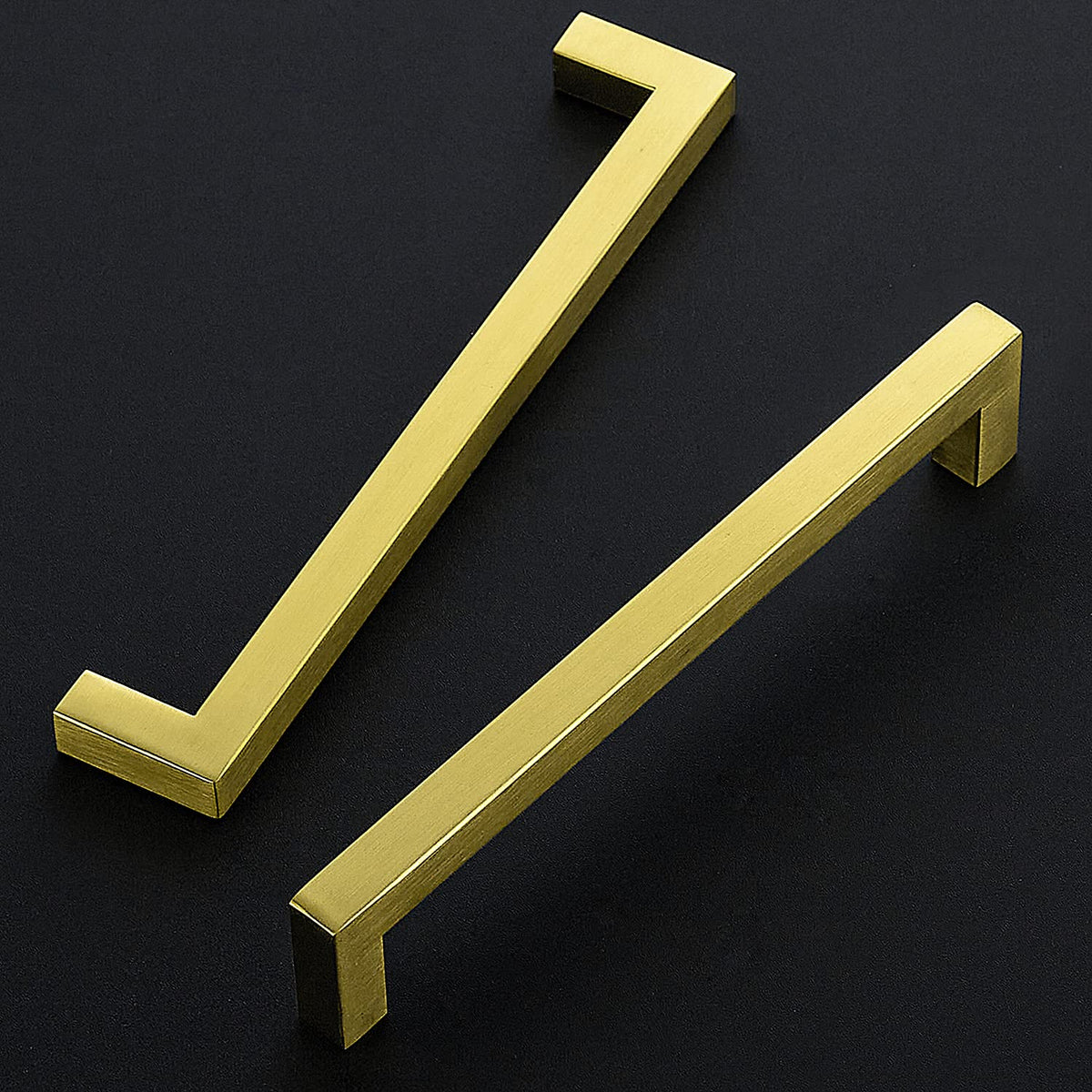 Brushed Brass Kitchen Square Cabinet Handles 7-1/2 Inch 10 Pack