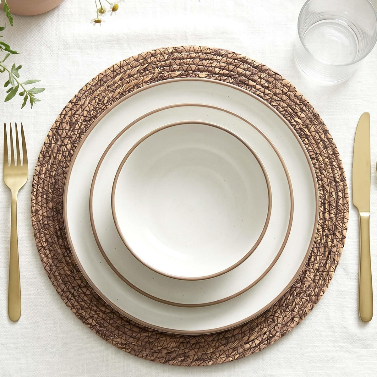 13.8" Set of 8 Brown Seagrass Woven Round Placemats by DaiVuCrafts