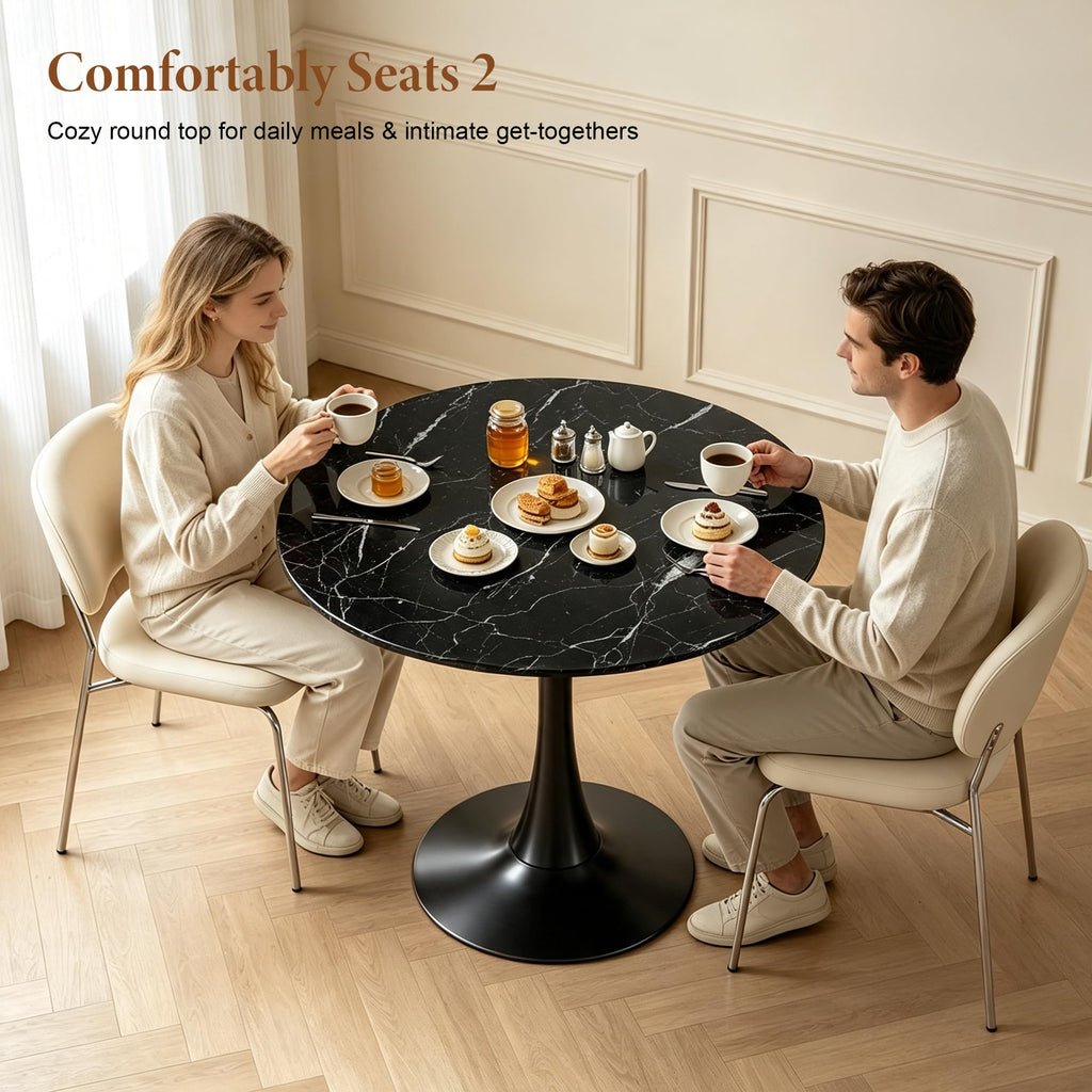 Inspired Saarinen Style Round Table, Modern Dining Table, MDF Top and Steel Base Tulip Round Kitchen Table, Kitchen Table, Mid Century Coffee