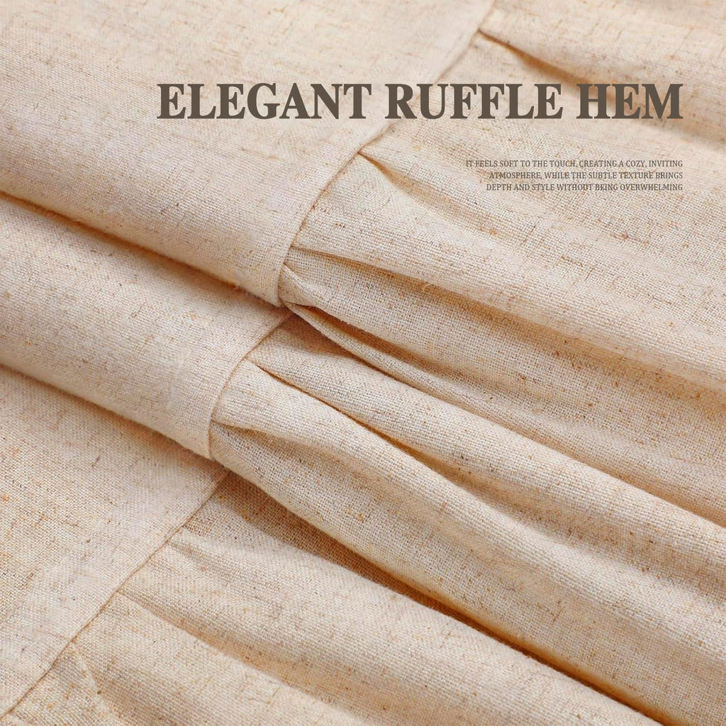 Farmhouse Ruffle Linen Beige 72" W x 72" L