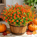 24 Pcs Artificial Mums for Outdoors, Fall Flowers (Orange Red)