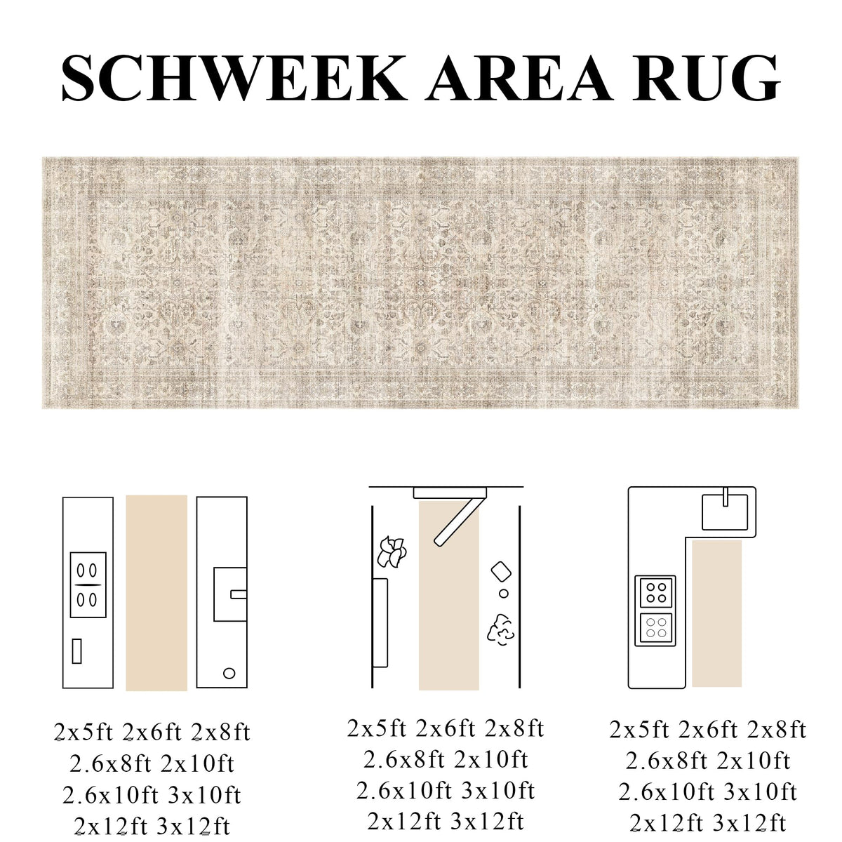 Hallway Runner Rugs Washable Beige Kitchen Runners Non Slip