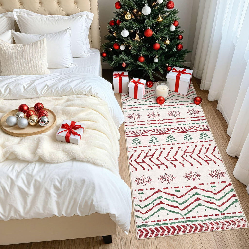 Christmas Rug Kitchen Runner Rugs: 2x6 Washable Boho Neutral Soft Modern Stain Resistant Indoor Floor Carpet Non Slip