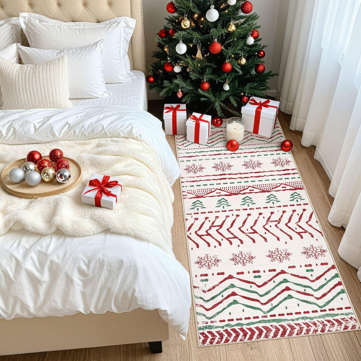 Christmas Rug Kitchen Runner Rugs: 2x6 Washable Boho Neutral Soft Modern Stain Resistant Indoor Floor Carpet Non Slip