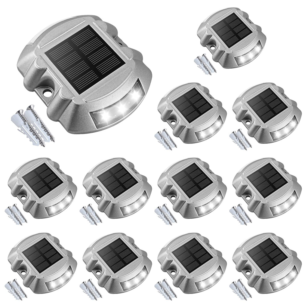 Solar Deck Driveway Dock Lights,Solar Pathway Lights,White 12 Pack