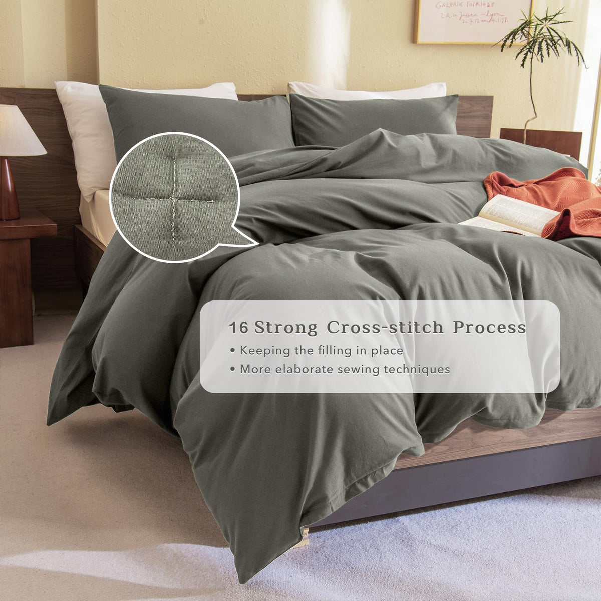 Green King Size Comforter Set, Cotton Lightweight Fluffy Ultra Soft Boho Bedding Comforter Sets 3 Pieces(1 Comforter