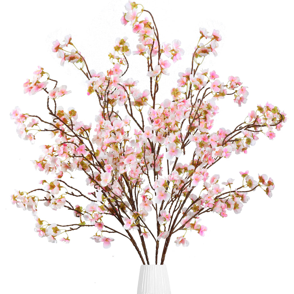 Artificial Cherry Blossom Flowers 4 Pcs Faux Cherry Blossom Stems Faux Silk Cherry Blossom Branches 41'' Fake Flowers