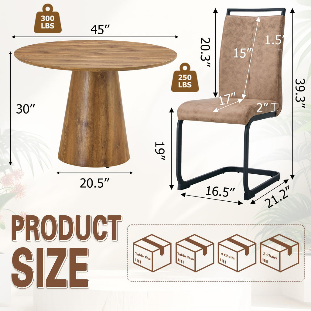 45" Round Dining Table Set for 6, 7-Piece Dining Table Set