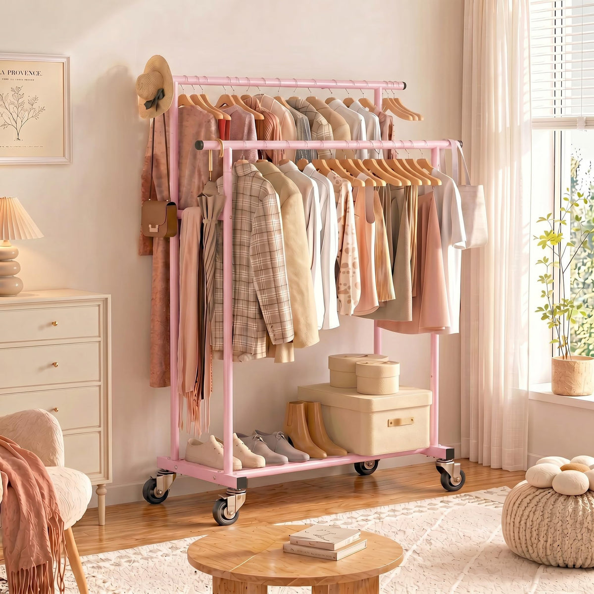 Rolling Garment Rack, Sturdy Clothes Organizer
