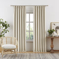 Pinch Pleated Curtains 84 Length 2 Panels Set, Cream Beige Pleated Bedroom Windows Neutral Boho Drapes with Hooks for