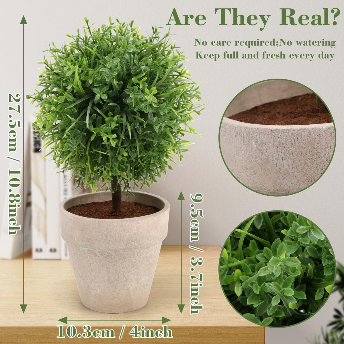 10 Inch Artificial Potted Boxwood Topiary, Small Topiary Ball Plant